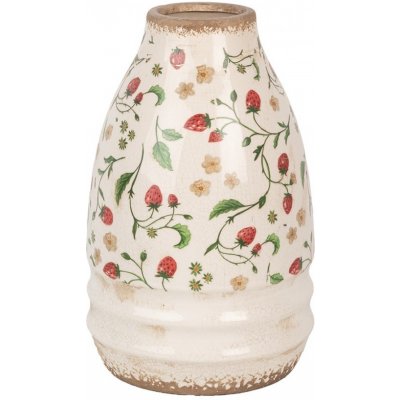 Béžová keramická váza s jahůdkami Wild Strawberries M - Ø 21*32 cm - Clayre & Eef – Hledejceny.cz