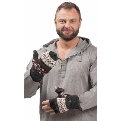 Vlněné převlékací rukavice bordo-šedé – Hledejceny.cz