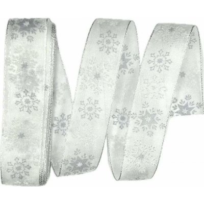 Vánoční stuha organzová ORGANDY SNOWFLAKES bílá 25mm x 2m (8,50 Kč/m) – Zboží Dáma