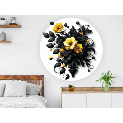 Nalepte.cz samolepka na zeď Žlutý rostlinný dekor arch, rozměry 75 x 75 cm – Zboží Dáma