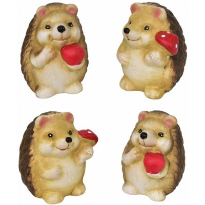 Ježci s jablíčkem a houbičkou keramický 4 ks set, 9 cm – Hledejceny.cz