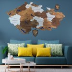 2D Dřevěná mapa České republiky s jezery a horami - Multi (XL) 200 X 100 cm – Hledejceny.cz