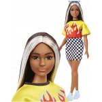 Barbie Modelka 179 ohnivé tričko a kostkovaná sukně – Zboží Mobilmania
