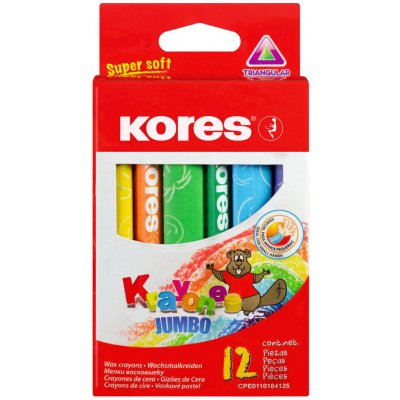 Kores Voskové pastelky trojhranné Kraynones 12 barev Jumbo 204840 – Zboží Živě
