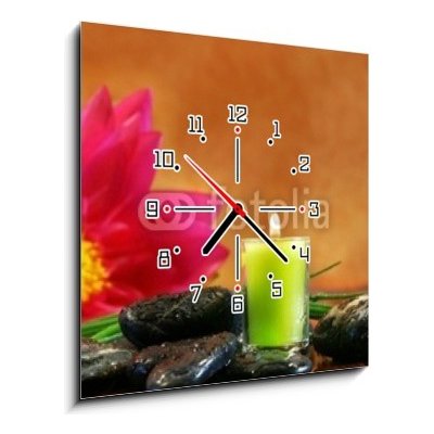 Obraz s hodinami 1D - 50 x 50 cm - green aromatherpy candle zelená aromathepská svíčka – Zbozi.Blesk.cz