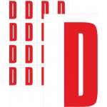 Písmena samolepící červená D samolepící vinylová fólie 75 mm písmo - aršík 4 ks – Zboží Dáma
