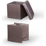 Kondela Skládací taburet, ekokůže tmavě hnědá, TELA NEW – Zboží Dáma