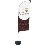 Jansen Display Kompletní sada reklamní vlajky ve tvaru křídla, Káva s sebou, francouzština ECO, 100 x 1440 mm – Zboží Živě