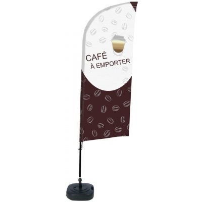 Jansen Display Kompletní sada reklamní vlajky ve tvaru křídla, Káva s sebou, francouzština ECO, 100 x 1440 mm – Zboží Živě