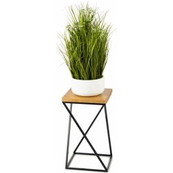 DekorStyle Květinový stojan LOFT III 40 cm černý/dub lancelot