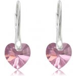 Swarovski Elements Heart krystal stříbrné visací růžové srdce srdíčka 31240.3 Antique Pink růžová tmavá starorůžová vintage – Zbozi.Blesk.cz