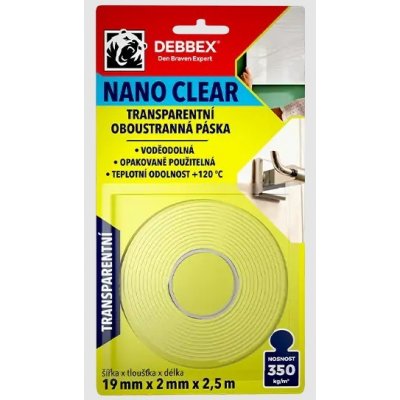 Den Braven Páska oboustranná 19 mm x 2,5 m nano clear – Zboží Mobilmania