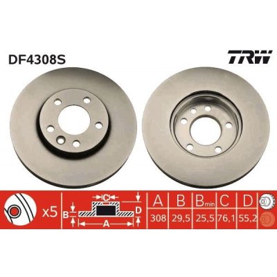 Brzdový kotouč TRW DF4308S | Zboží Auto