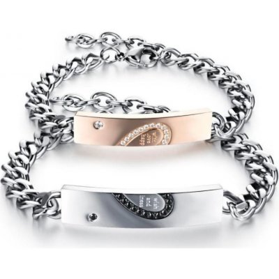 Titan Jewerly náramky pro dva z chirurgické oceli Heart Couple stříbrný GS793 – Zboží Mobilmania