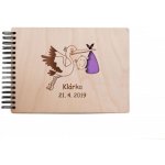 Black M Design Dřevěné fotoalbum - Čáp Barva nosítka: Modrá, Barva vnitřních papírů: Latte – Hledejceny.cz