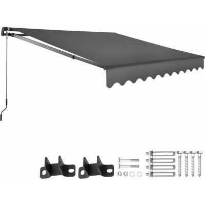 tectake 406130 výsuvná markýza ornella s držákem na zeď - 250 x 200 cm,tmavě šedá – Zboží Mobilmania