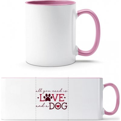 PrintEQ TTH Dvoubarevný Hrnek Dizajn s motívom Láska a pes Anitcká Růžová Standard Dárky 250 ml