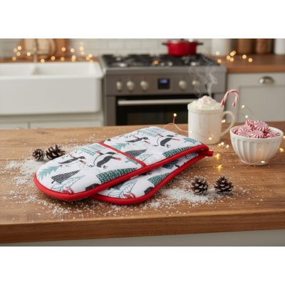 Vánoční kuchyňská dvojitá chňapka CHRISTMAS PENGUIN 86x17 cm Mybesthome – Zboží Dáma