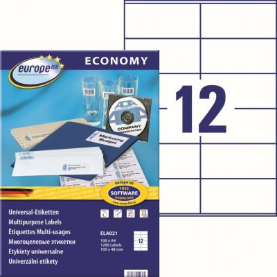 Europe 100 ELA021 105 x 48 mm papír bílá 1200 ks – Zboží Dáma