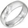 Prsteny Šperky eshop lesklý stříbrný ocelový prsten se čtvercovým zářezem a čirým zirkonem BB6.1