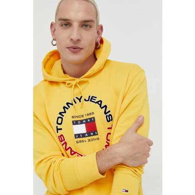 Tommy Jeans žlutá s kapucí s potiskem