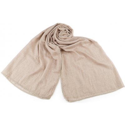 Letní šátek šála s ozdobným lemem 1 béžová světlá – Zboží Mobilmania