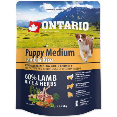 Ontario Puppy Medium Lamb & Rice 2 x 0,75 kg