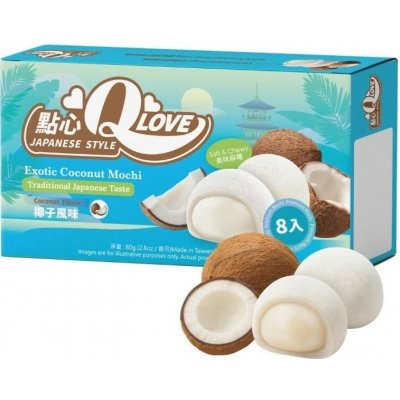 Qlove Japonské Koláčky Exotic Coconut Premium Filling Mini Mochi 80 g – Sleviste.cz