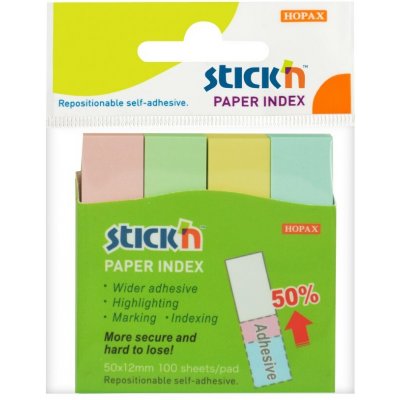 Stick'n 21612 Samolepicí záložky 50x12 mm, 400 lístků, mix barev – Hledejceny.cz