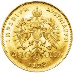 Münze Österreich Zlatá mince 4 zlatník Františka Josefa I. 1892 Novoražba 3,22 g – Zboží Dáma