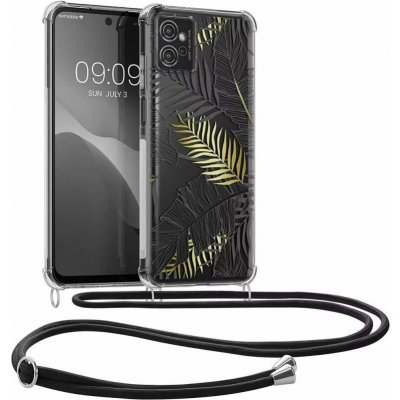 Pouzdro kwmobile Pevné silikonové s popruhem Crossbody na mobil Motorola Moto G32 Palm Leaves – Zboží Mobilmania