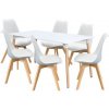 Jídelní stůl IDEA nábytek Jídelní stůl 160 x 90 QUATRO bílý + 6 židlí QUATRO bílé