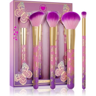 I Heart Revolution Butterfly štětec na pudr 1 ks + štětec na konturování a bronzer 1 ks + štětec na tvářenku 1 ks + štětec na oční stíny 1 ks – Sleviste.cz