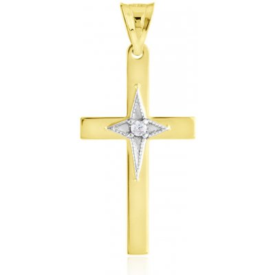 Gemmax Jewelry Zlatý přívěsek Křížek se zirkonem GLPCB 36771 – Zboží Mobilmania