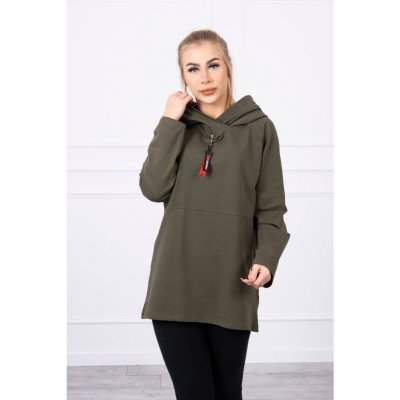 Tunika se zipem na kapuci Oversize khaki universal – Zbozi.Blesk.cz