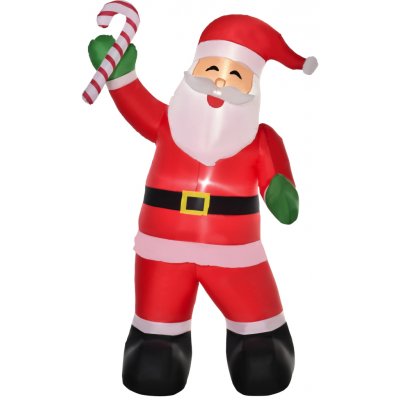 HOMCOM Nafukovací Santa Claus s cukrovou hůlkou 250cm s LED foukačem 140x85x250cm – Hledejceny.cz