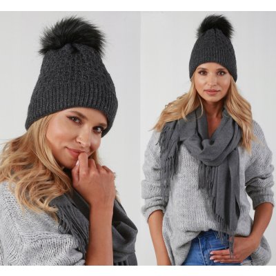 Fashionweek dámská zimní čepice s bambulí Jenot ZIZI-P15 grafitová – Hledejceny.cz