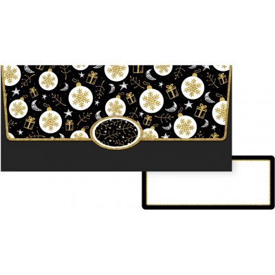 Obálka na peníze vánoční 215 x 100 mm, černá – Zboží Dáma