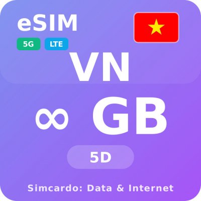 Vietnam Neomezený Mobilní Internet - eSIM 5 dní datová SIM karta (esims_ULE_5D_VN_V2) – Zboží Živě
