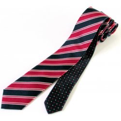 Lee-Openheimer hedvábná kravata červeno-modrý proužek twin
