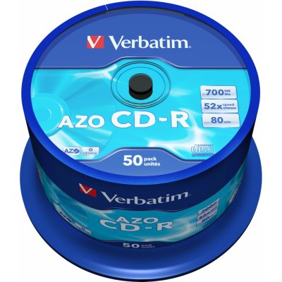 Verbatim CD-R 700MB 52x, Super AZO, spindle, 50ks (43343) – Hledejceny.cz