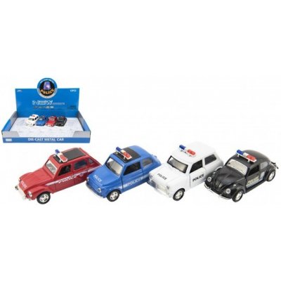 Teddies Auto policie retro 11cm kov/plast na zpětné natažení na baterie se světlem 4 druhy 1 ks – Zbozi.Blesk.cz