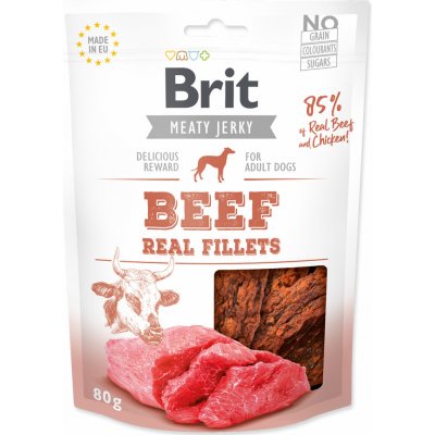 Snack BRIT Jerky Beef and chicken Fillets 80 g – Zboží Mobilmania