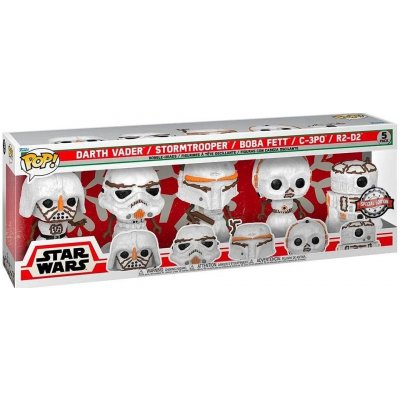 Funko Pop! Star Wars Holiday Snowman Darth Vader Stormtrooper Boba Fett C-3PO R2-D2 5 pack exclusive – Zboží Mobilmania