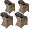 Zahradní židle a křeslo tectake 403573 4 zahradní židle ratanové, hliníková konstrukce vč. sedáku přírodní