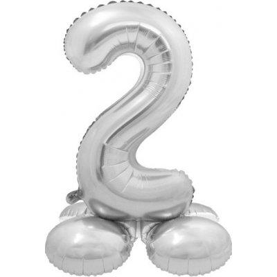 Godan Balónek fóliový číslice 2 samostojná stříbrná 72 cm – Zboží Mobilmania