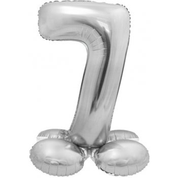 Godan Balónek fóliový číslice 7 samostojná stříbrná 72 cm
