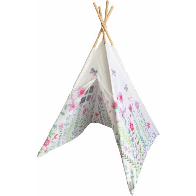 Dětský stan G21 81032 Teepee Jarní louka růžové kvítky – Zboží Dáma