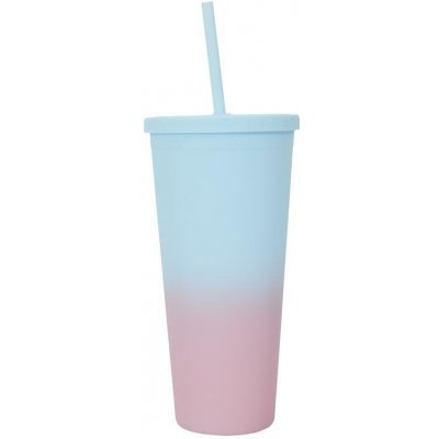 Tie-Dye PP kelímek s brčkem modro-růžový – Sleviste.cz