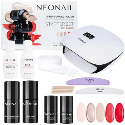 NeoNail Starter Set LED Lamp Display 36W/48 1 ks + Sexy Red gelový lak na nehty 3 ml + Shiny Rose gelový lak na nehty 3 ml + Perfect Milk gelový lak na nehty 3 ml + Aloha Mood gelový lak na nehty 3 ml – Zboží Mobilmania